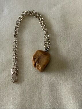 Handmade Up-cycled Chain Necklace with Stone tumbled Pendant